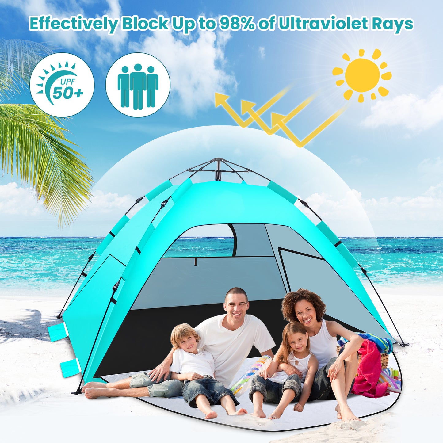 WARMTUYO Automatische Instant Pop Up Strandzelt