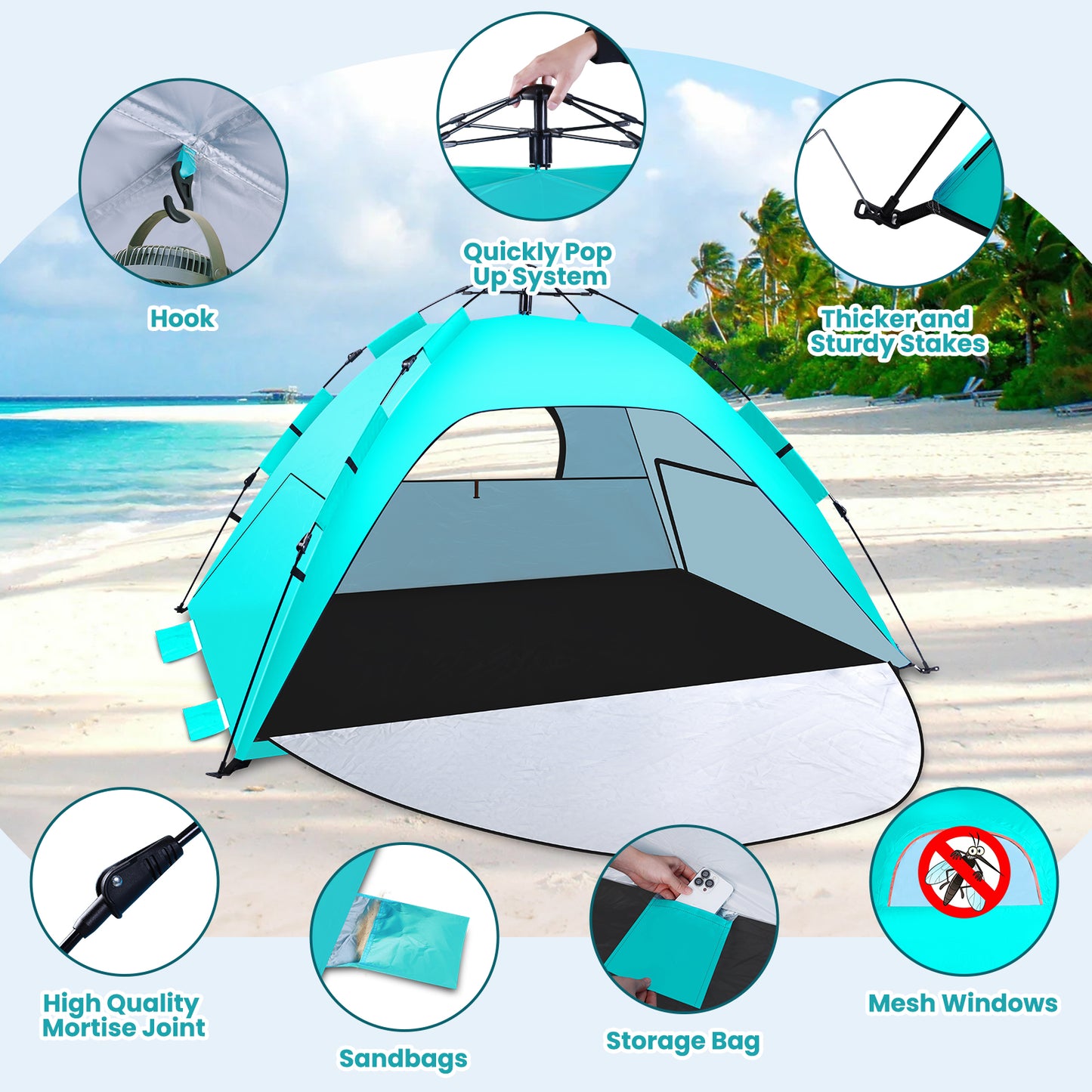 WARMTUYO Automatische Instant Pop Up Strandzelt