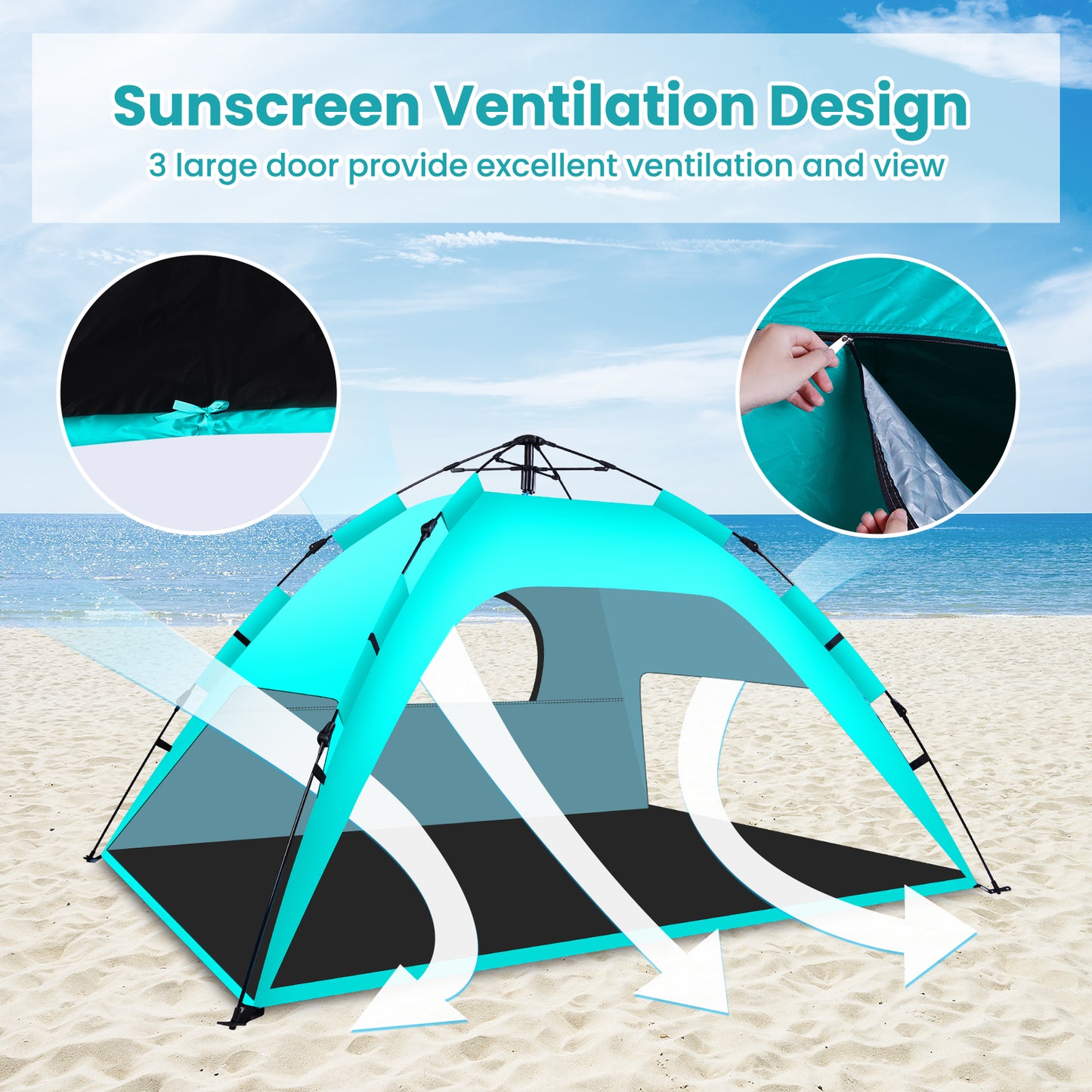 WARMTUYO Automatische Instant Pop Up Strandzelt