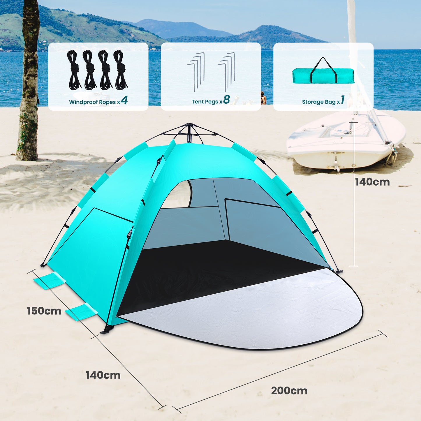 WARMTUYO Automatische Instant Pop Up Strandzelt