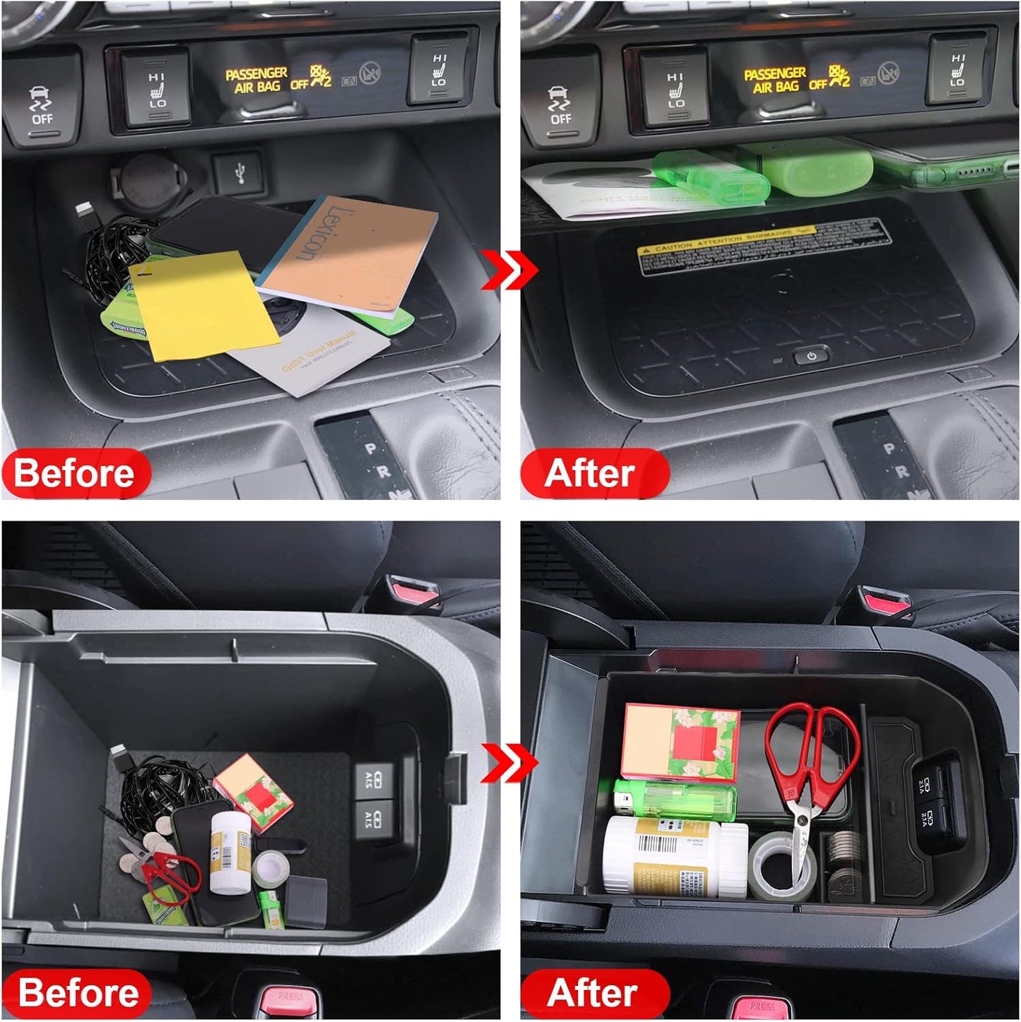 DIAMOOKY Center Console Organizer for Toyota RAV4 (2019-2025) Accessories | Upgraded Gear Shift Storage Tray & Secondary Insert Divider Box - 2 PCS Set
