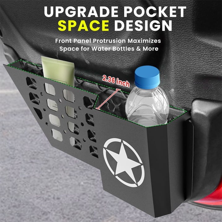 DIAMOOKY Rear Door Pocket Storage Box for Jeep Wrangler JL JLU 4XE 2018-2025 & Gladiator JT 2020-2022 2023 2024 2025, 2PCS - Rear Door Star