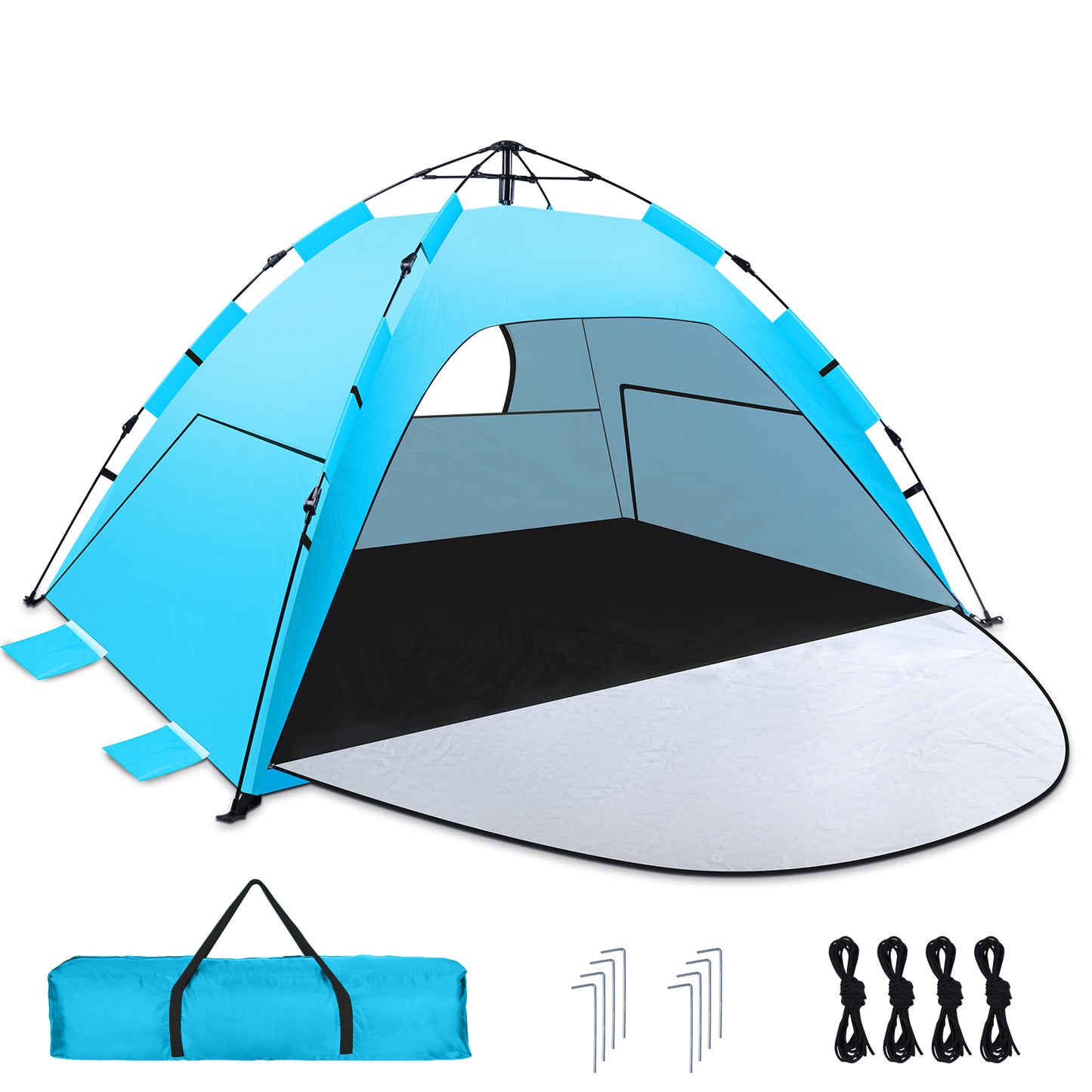 WARMTUYO Pop up Beach Tent for 2-3 Person, UPF 50+ Sun Shelter, Portable Extendable Beach Canopy, for Camping, Hiking, Outdoor, with Zip and Privacy Screen, -Sky Blue