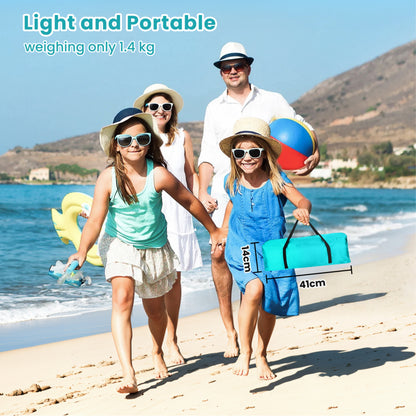 WARMTUYO Multi Pole Beach Tent for 2-3 Person, UPF 50+ Sun Shelter, Portable Extendable Beach Canopy, for Camping, Hiking, Outdoor, Fishing,with Zip and Privacy Screen - Green