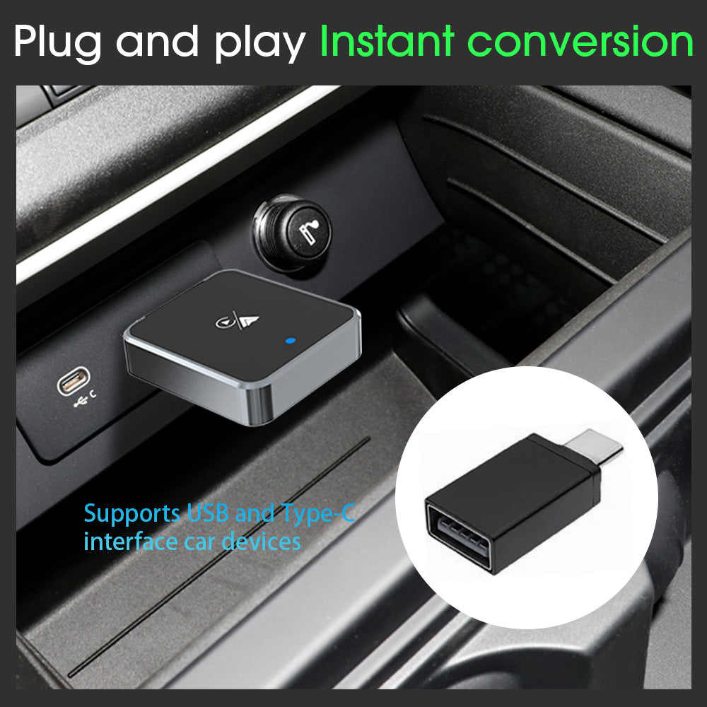 DIAMOOKY Mini Wireless CarPlay Adapter for iPhone & Android Auto, 2 in 1 Bluetooth Dongle Plug & Play with Fast Stable Connection, Converts Wired to Wireless Car Play Adapter