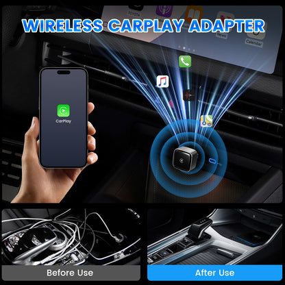 DIAMOOKY 2-in-1 Wireless CarPlay Adapter for Apple CarPlay & Android Auto, 2026 Plug & Play CarPlay Dongle Converts Wired to Wireless, Mini Bluetooth Car Play Adapter with Type-C Extension