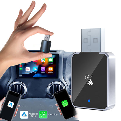 DIAMOOKY Mini Wireless CarPlay Adapter for iPhone & Android Auto, 2 in 1 Bluetooth Dongle Plug & Play with Fast Stable Connection, Converts Wired to Wireless Car Play Adapter
