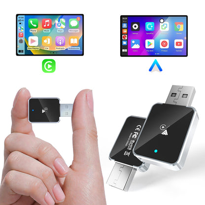 DIAMOOKY Mini Wireless CarPlay Adapter for iPhone & Android Auto, 2 in 1 Bluetooth Dongle Plug & Play with Fast Stable Connection, Converts Wired to Wireless Car Play Adapter