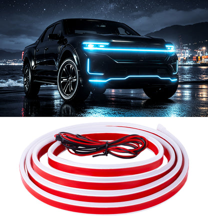 DIAMOOKY 70" LED Hood Light Strip, Ice Blue Dynamic Scan DRL Engine Hoodbeam Kit | Flexible IP68 Waterproof Daytime Running Lights, Universal Fit for Cars, SUVs & Trucks