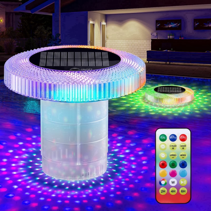 Warmtuyo Solar Rechargeable Floating Pool Lights with Remote Control IP68 Waterproof Chlorine Floater Dispenser for Inground Pool, Bathroom, Bathtub, Pool Party,for 3'' or 1'' Tablets