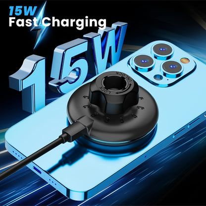 DIAMOOKY Magnetic Cup Holder Phone Mount for Magsafe Wireless Car Mount Charger 15W Cell Phone Stand with Adjustable Height for iPhone 12-16 Series, Flexible Tube
