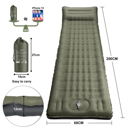 WARMTUYO Camping Sleeping Pad, 12cm Extra Thick Inflatable Air Mattress with Built-In Foot Pump & Pillow, Waterproof Sleeping Mat with Compact Pack Size, Anti-Ripstop Camping Mattress for Hiking, Backpacking & Beach