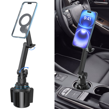 DIAMOOKY 2026 Magnetic Cup Holder Phone Mount for MagSafe, Hands-Free Adjustable Car Phone Holder Compatible with iPhone 17 16 15 14 13 12 Pro Max, Samsung & All Phones