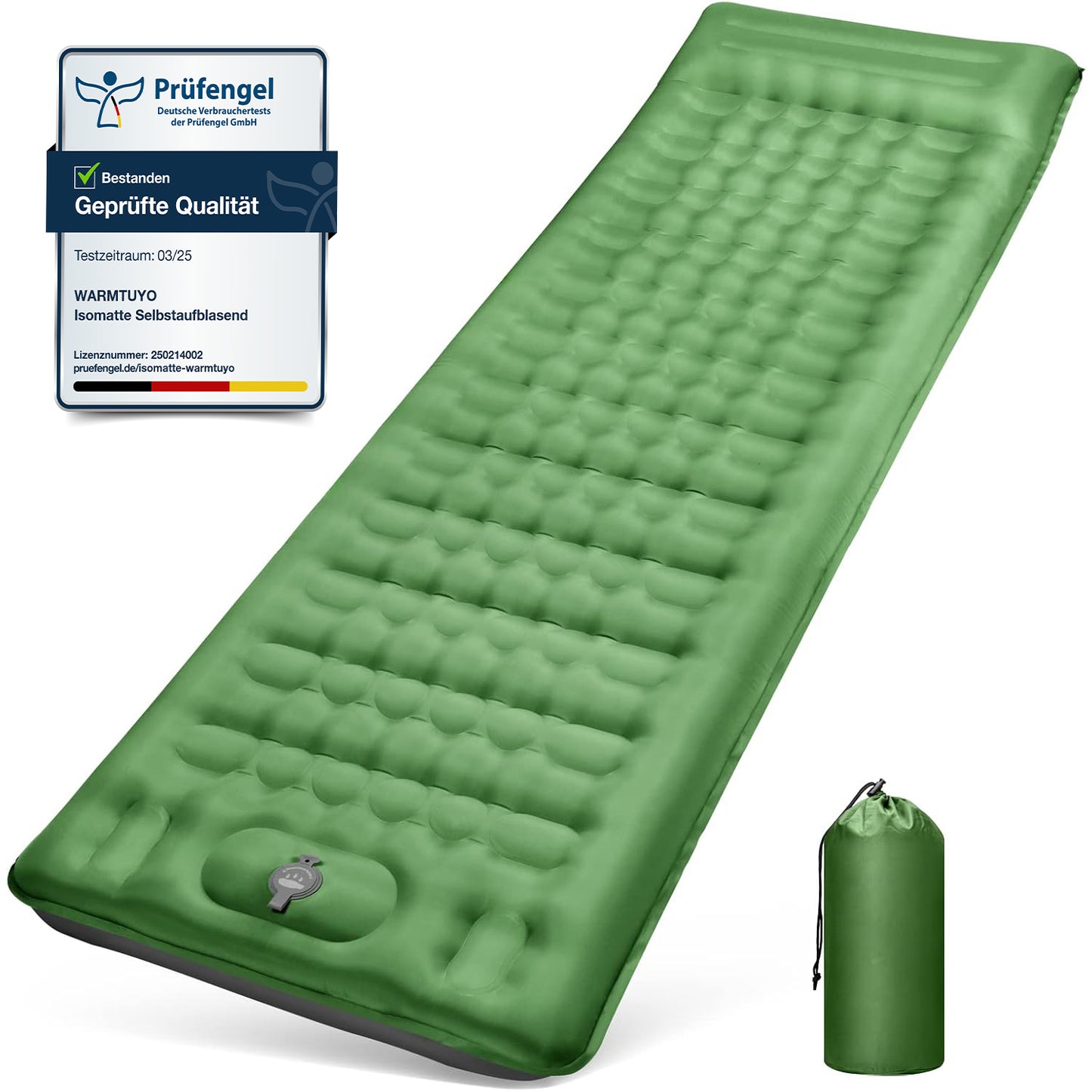 WARMTUYO Camping Sleeping Pad, 12cm Extra Thick Inflatable Air Mattress with Built-In Foot Pump & Pillow, Waterproof Sleeping Mat with Compact Pack Size, Anti-Ripstop Camping Mattress for Hiking, Backpacking & Beach