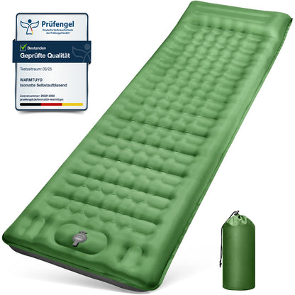 WARMTUYO Camping Sleeping Pad, 12cm Extra Thick Inflatable Air Mattress with Built-In Foot Pump & Pillow, Waterproof Sleeping Mat with Compact Pack Size, Anti-Ripstop Camping Mattress for Hiking, Backpacking & Beach