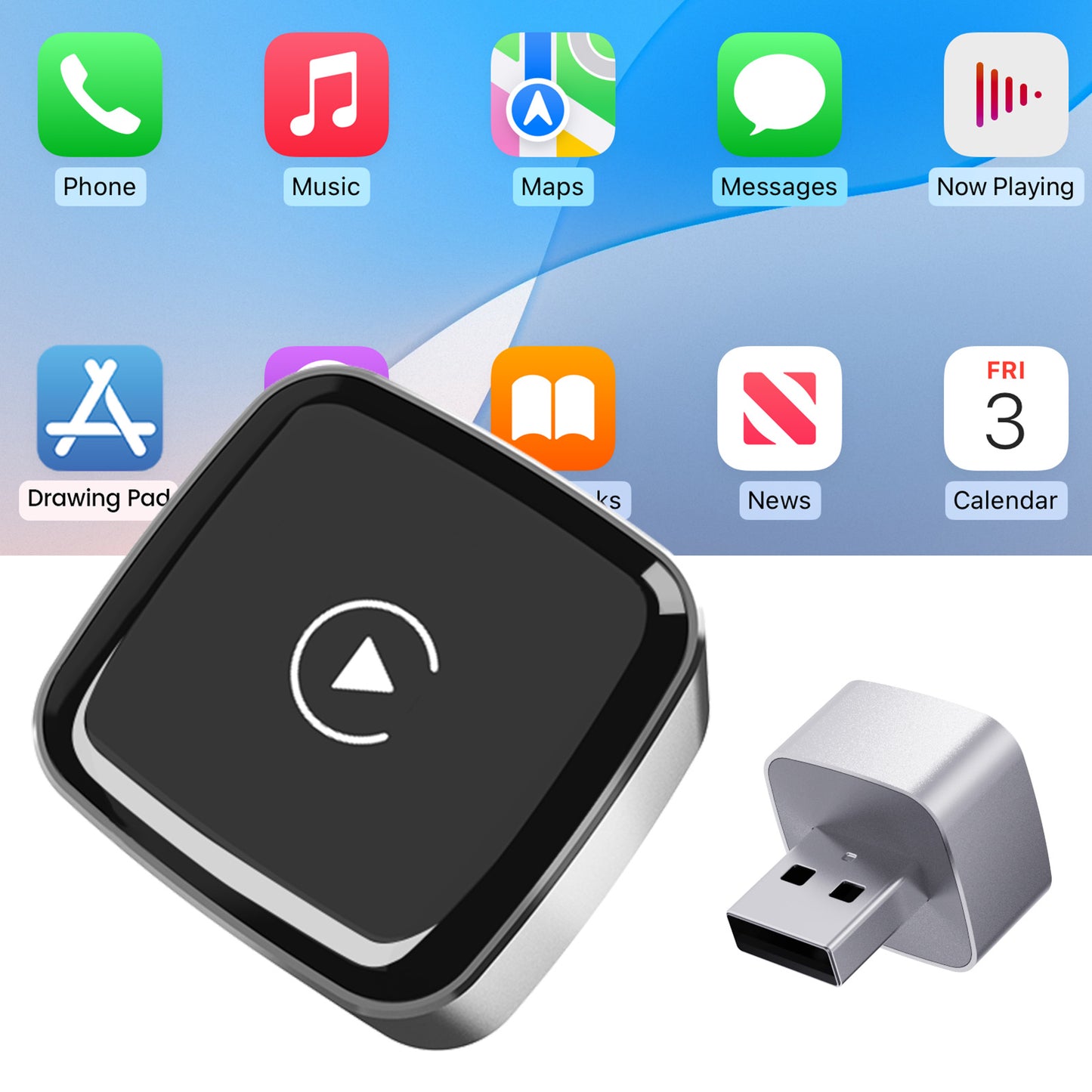 DIAMOOKY 2-in-1 Wireless CarPlay Adapter for Apple CarPlay & Android Auto, 2026 Plug & Play CarPlay Dongle Converts Wired to Wireless, Mini Bluetooth Car Play Adapter with Type-C Extension