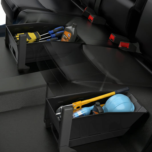 DIAMOOKY Rear Under Seat Storage Box for Jeep Wrangler JL JLU 4-Door (2018-2026) Accessories | Under Back Seat Organizer Tray Tool Case ( NOT for 2-Door, 4xe & Gladiator JT)