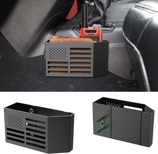 DIAMOOKY Metal Center Console Organizer for Jeep Wrangler Accessories and Jeep Gladiator JL JLU 2025 2024 2023 2022-2018 Rubicon Sahara 4xe, Storage Box Tray, Not for JK/JKU, 2 PCs