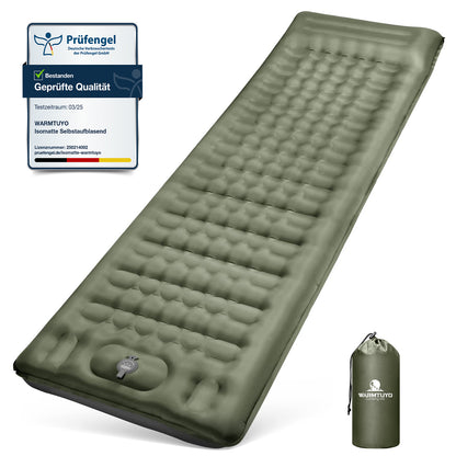 WARMTUYO Camping Sleeping Pad, 12cm Extra Thick Inflatable Air Mattress with Built-In Foot Pump & Pillow, Waterproof Sleeping Mat with Compact Pack Size, Anti-Ripstop Camping Mattress for Hiking, Backpacking & Beach