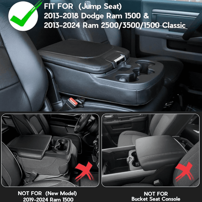 Center Console Cover Armrest Cover Compatible with 2013-2018 Ram 1500&2013-2024 Dodge Ram 2500/3500/1500 Classic Model, Leather Arm Rest Covering for Car
