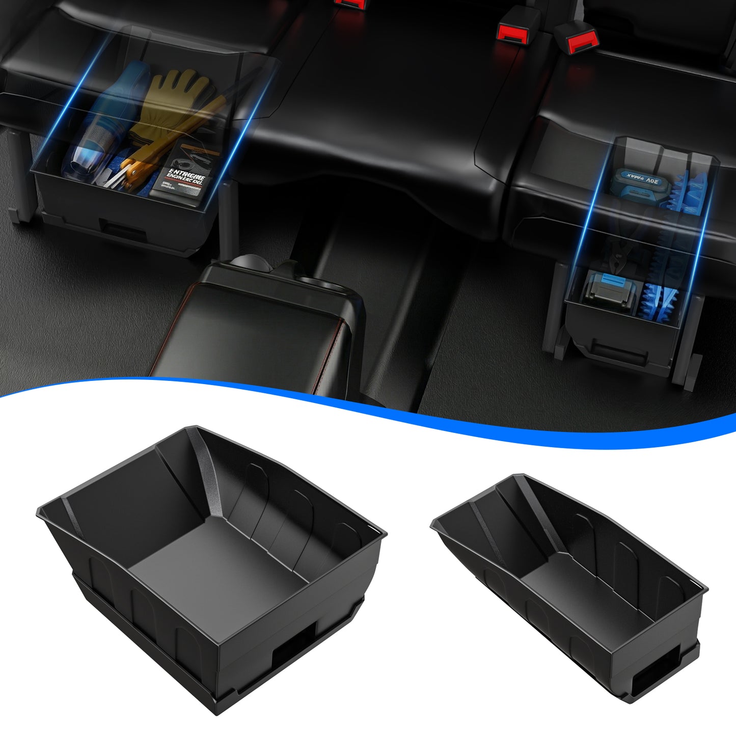 DIAMOOKY Rear Under Seat Storage Box for Jeep Wrangler JL JLU 4-Door (2018-2026) Accessories | Under Back Seat Organizer Tray Tool Case ( NOT for 2-Door, 4xe & Gladiator JT)