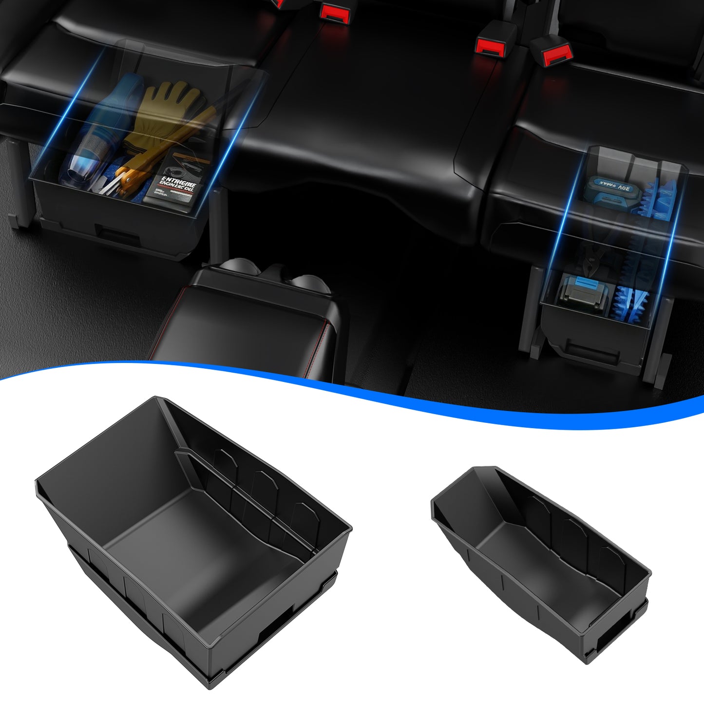 DIAMOOKY Rear Under Seat Storage Organizer Tray for Jeep Wrangler JK JKU 4-Door 2011-2017 - Under Back Seat Cargo Gear Storage Box Accessories (Fits 4-Dr Only)