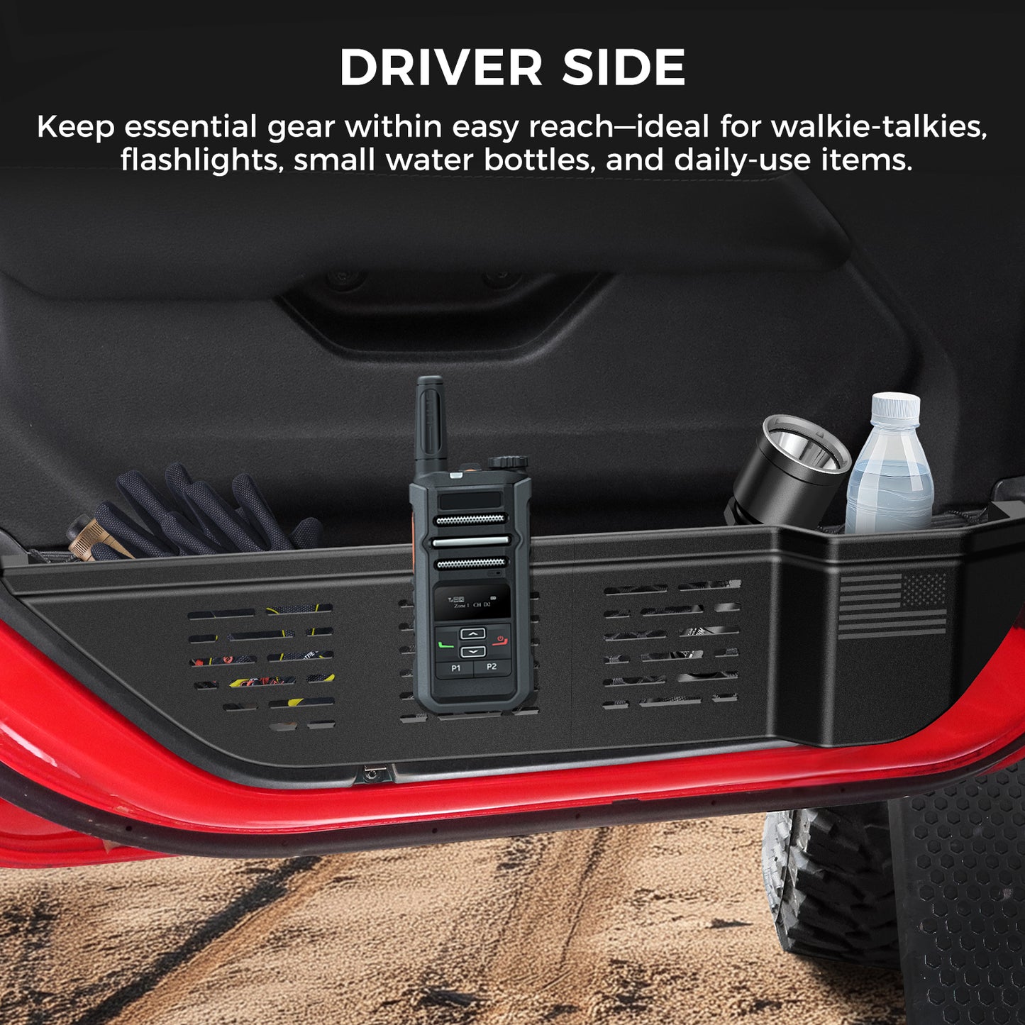 DIAMOOKY Front Door Pocket Storage Boxes for Jeep Wrangler JL JLU 4XE 2018-2026 & Gladiator JT 2020-2026, Plastic Door Organizer Molle Panel Accessories (2PCS, Not for Power Seats)
