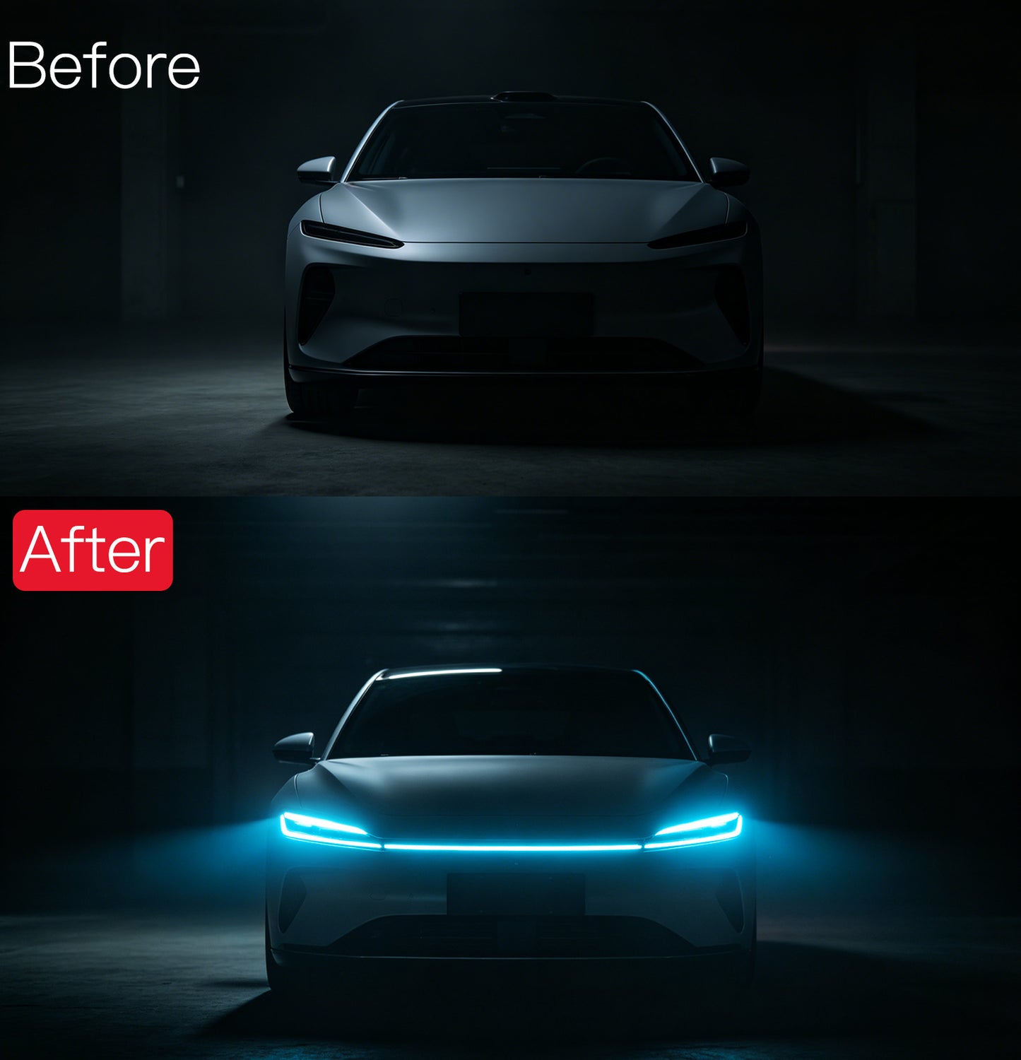DIAMOOKY 70" LED Hood Light Strip, Ice Blue Dynamic Scan DRL Engine Hoodbeam Kit | Flexible IP68 Waterproof Daytime Running Lights, Universal Fit for Cars, SUVs & Trucks