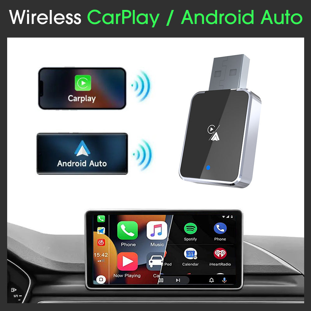 DIAMOOKY Mini Wireless CarPlay Adapter for iPhone & Android Auto, 2 in 1 Bluetooth Dongle Plug & Play with Fast Stable Connection, Converts Wired to Wireless Car Play Adapter