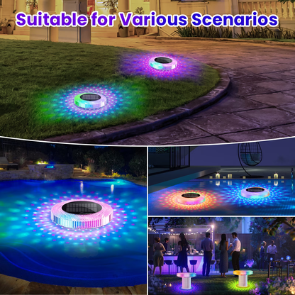 Warmtuyo Solar Rechargeable Floating Pool Lights with Remote Control IP68 Waterproof Chlorine Floater Dispenser for Inground Pool, Bathroom, Bathtub, Pool Party,for 3'' or 1'' Tablets