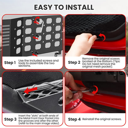 DIAMOOKY Front Door Pocket Storage Box for Jeep Wrangler JL JLU 4XE 2018-2025 & Gladiator JT 2020-2022 2023 2024 2025, 2PCS - Front Door Flag