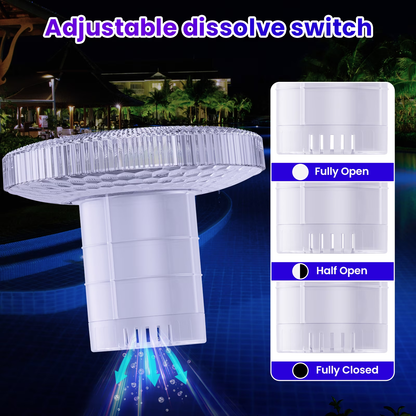Warmtuyo Solar Rechargeable Floating Pool Lights with Remote Control IP68 Waterproof Chlorine Floater Dispenser for Inground Pool, Bathroom, Bathtub, Pool Party,for 3'' or 1'' Tablets