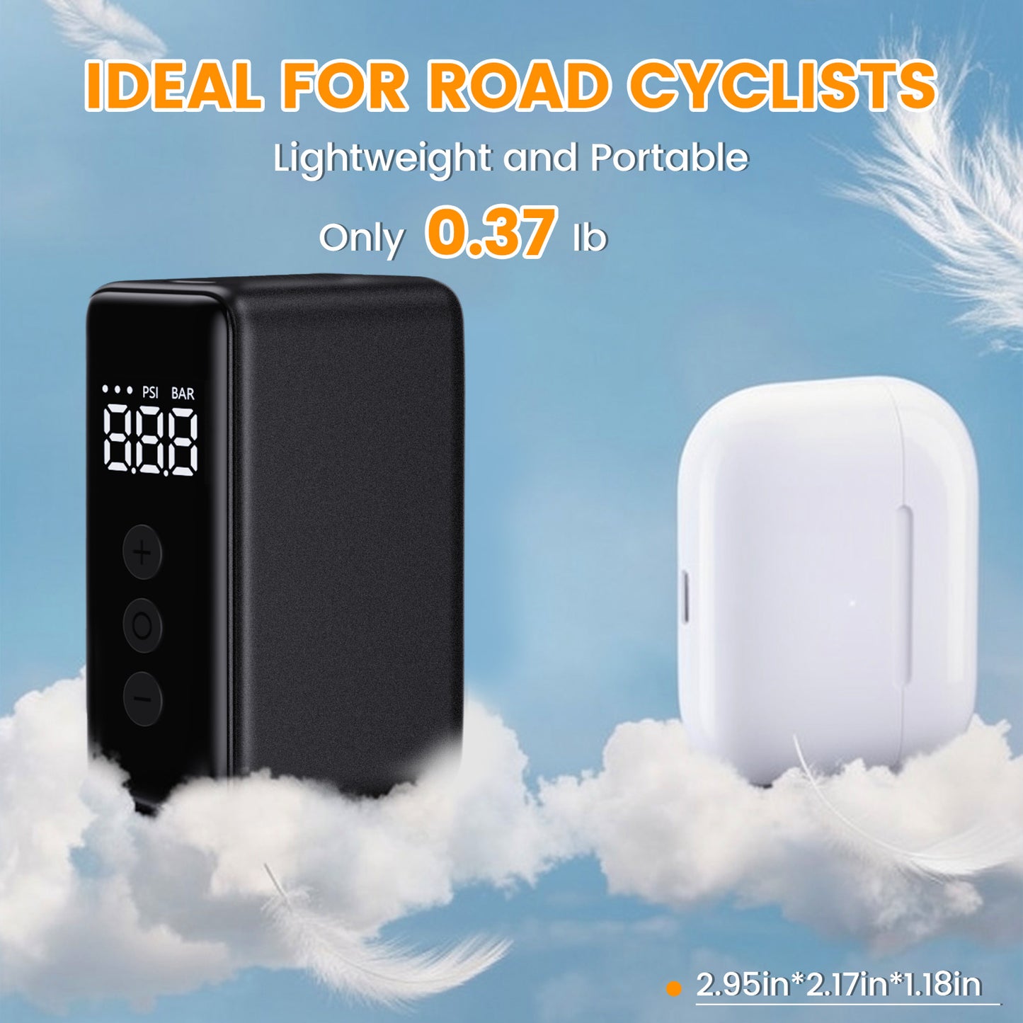 WARMTUYO Electric Mini Bike Air Pump with 120 PSI Pressure Gauge