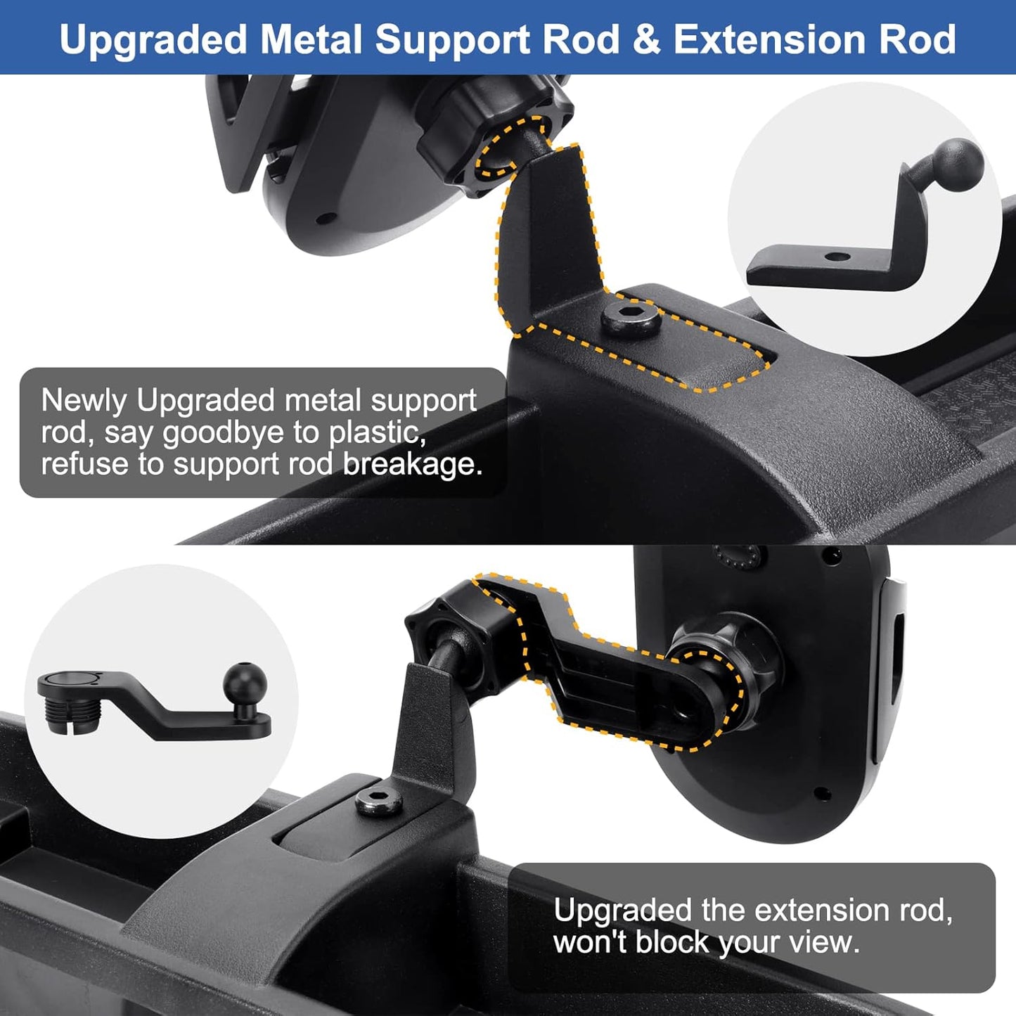 DIAMOOKY Phone Mount for 2018-2023 Jeep Wrangler JL JLU & Gladiator JT, Phone Holder Dash Tray System Kit with Metal Rod Extension Arm 360° Adjustable
