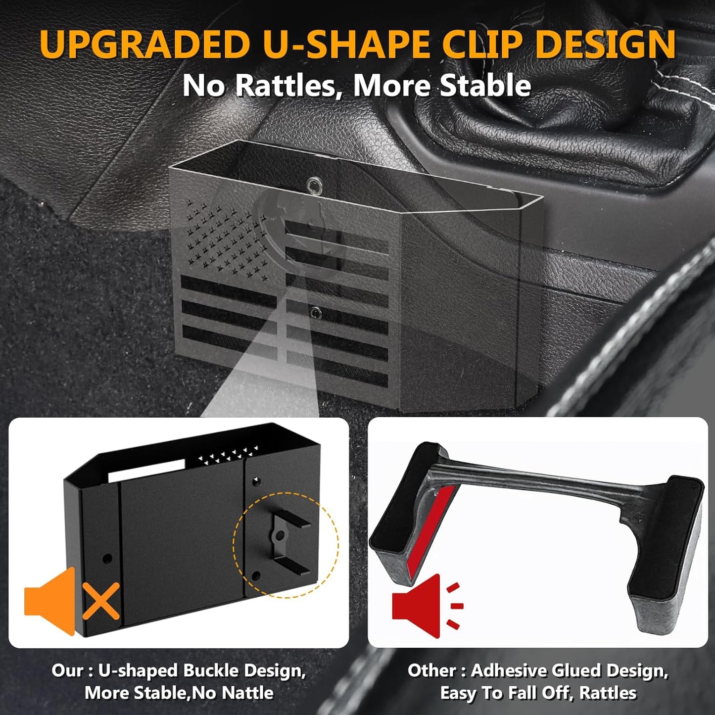 DIAMOOKY Metal Center Console Organizer for Jeep Wrangler Accessories and Jeep Gladiator JL JLU 2025 2024 2023 2022-2018 Rubicon Sahara 4xe, Storage Box Tray, Not for JK/JKU, 2 PCs