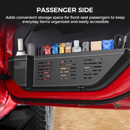 DIAMOOKY Front Door Pocket Storage Boxes for Jeep Wrangler JL JLU 4XE 2018-2026 & Gladiator JT 2020-2026, Plastic Door Organizer Molle Panel Accessories (2PCS, Not for Power Seats)