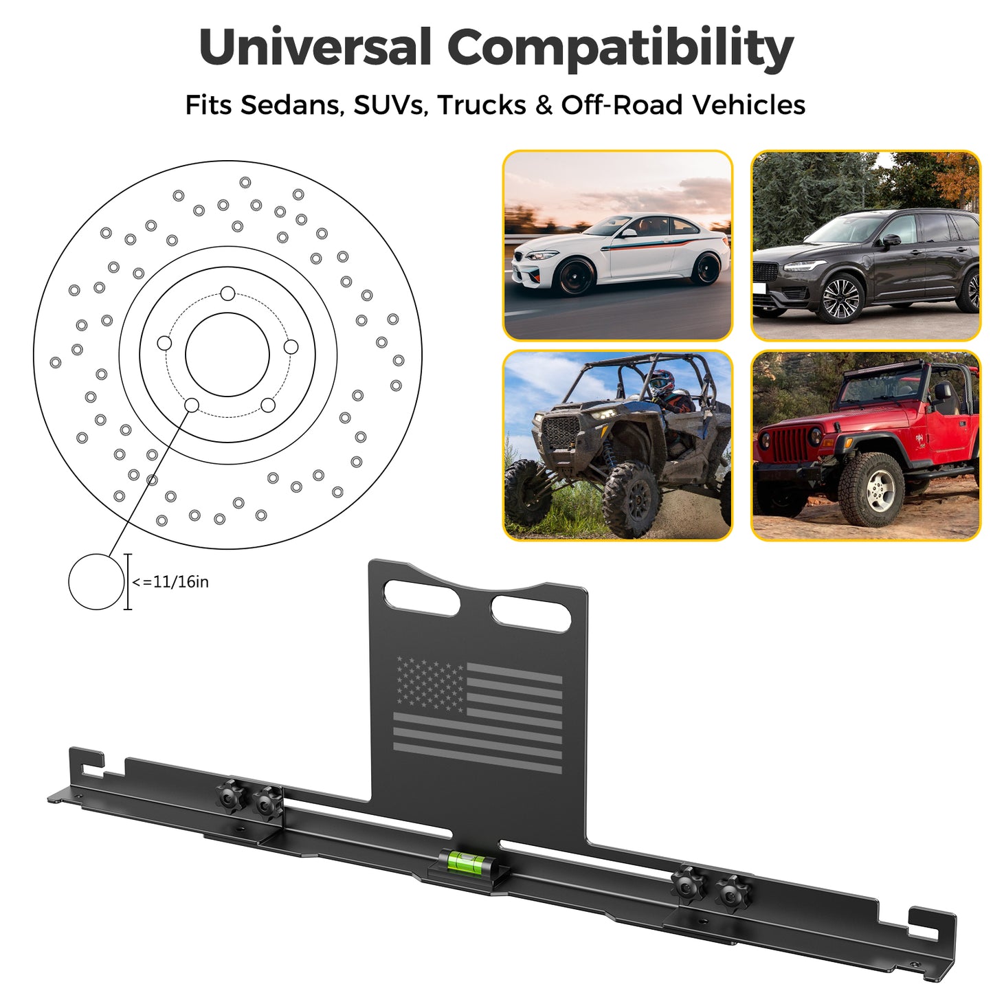 DIAMOOKY Wheel Alignment Tool Plates Kit (2 PCS) - Fast Toe Alignment Tool Without Removing Calipers, Includes 2 Measuring Tapes, Universal Fit for Most Cars, SUVs, & Light Trucks, Flag