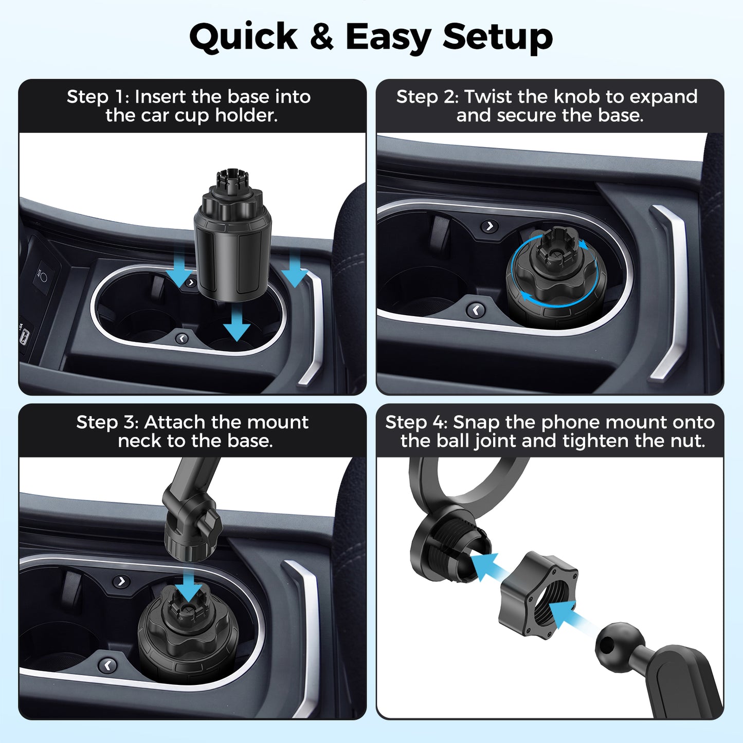 DIAMOOKY 2026 Magnetic Cup Holder Phone Mount for MagSafe, Hands-Free Adjustable Car Phone Holder Compatible with iPhone 17 16 15 14 13 12 Pro Max, Samsung & All Phones