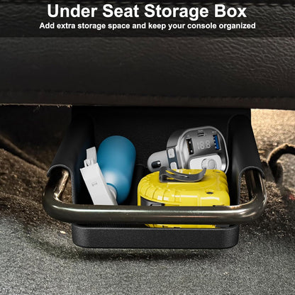DIAMOOKY Jeep Wrangler & Gladiator Accessories 2PCS Front Under Seat Storage Bin & Center Console Hidden Organizer Box