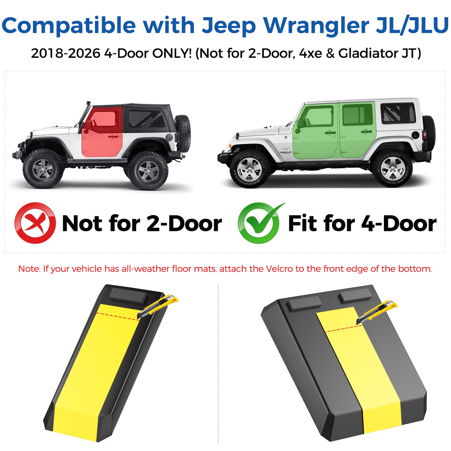 DIAMOOKY Rear Under Seat Storage Box for Jeep Wrangler JL JLU 4-Door (2018-2026) Accessories | Under Back Seat Organizer Tray Tool Case ( NOT for 2-Door, 4xe & Gladiator JT)