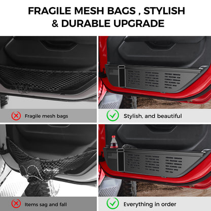 DIAMOOKY Front Door Pocket Storage Boxes for Jeep Wrangler JL JLU 4XE 2018-2026 & Gladiator JT 2020-2026, Plastic Door Organizer Molle Panel Accessories (2PCS, Not for Power Seats)