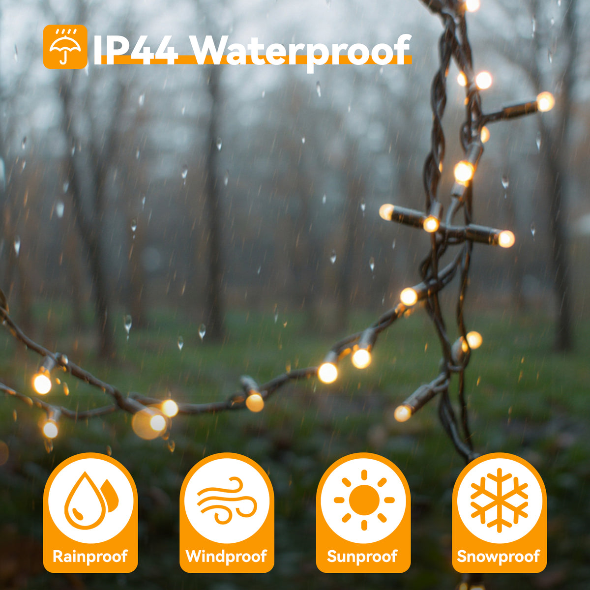 WARMTUYO 33FT 100 LED Christmas Tree Lights,Halloween Twinkle Fairy Lights String with 8 Flashing Modes for Indoor Bedroom Outdoor Xmas Trees Garland Wreath Holiday Decorations, White Yellow