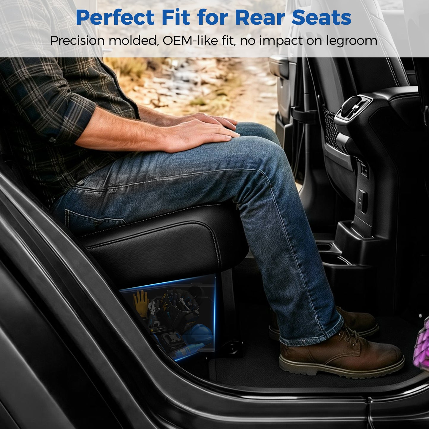 DIAMOOKY Rear Under Seat Storage Organizer Tray for Jeep Wrangler JK JKU 4-Door 2011-2017 - Under Back Seat Cargo Gear Storage Box Accessories (Fits 4-Dr Only)
