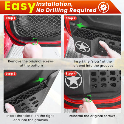 DIAMOOKY Rear Door Pocket Storage Box for Jeep Wrangler JL JLU 4XE 2018-2025 & Gladiator JT 2020-2022 2023 2024 2025, 2PCS - Rear Door Star