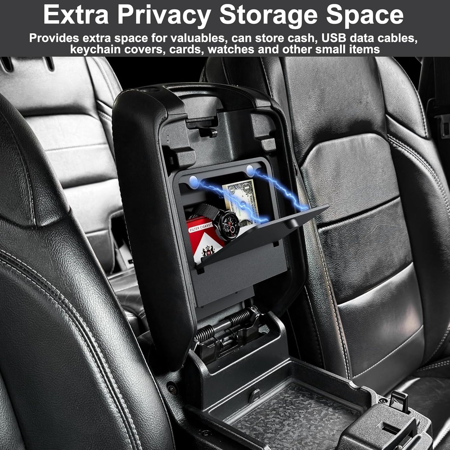 DIAMOOKY Jeep Wrangler & Gladiator Accessories 2PCS Front Under Seat Storage Bin & Center Console Hidden Organizer Box