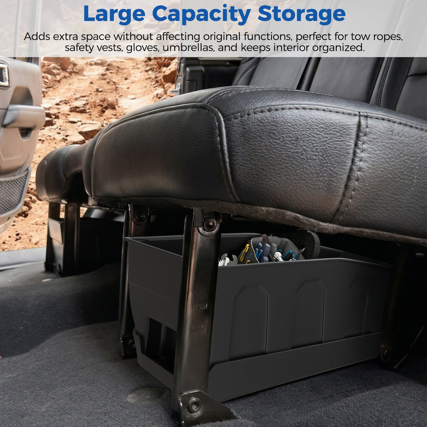 DIAMOOKY Rear Under Seat Storage Box for Jeep Wrangler JL JLU 4-Door (2018-2026) Accessories | Under Back Seat Organizer Tray Tool Case ( NOT for 2-Door, 4xe & Gladiator JT)