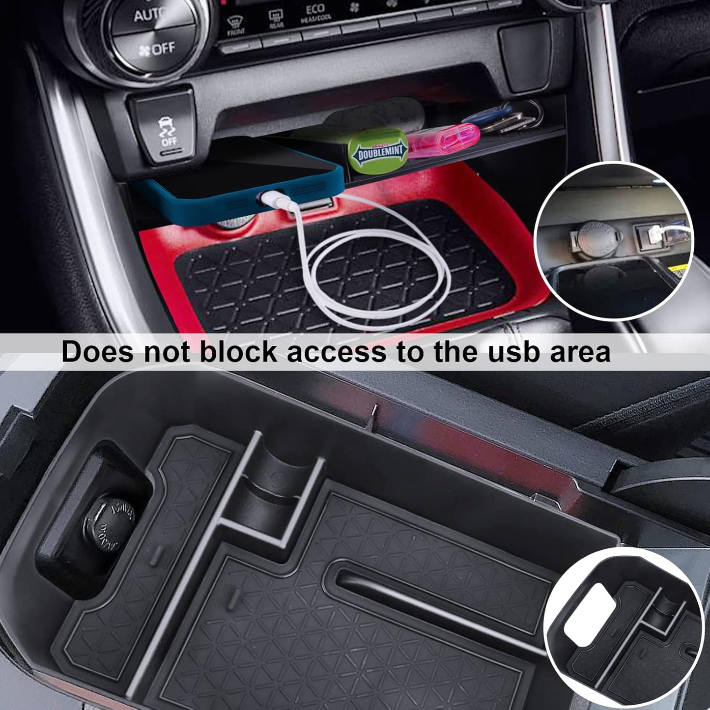 DIAMOOKY Center Console Organizer for Toyota RAV4 (2019-2025) Accessories | Upgraded Gear Shift Storage Tray & Secondary Insert Divider Box - 2 PCS Set