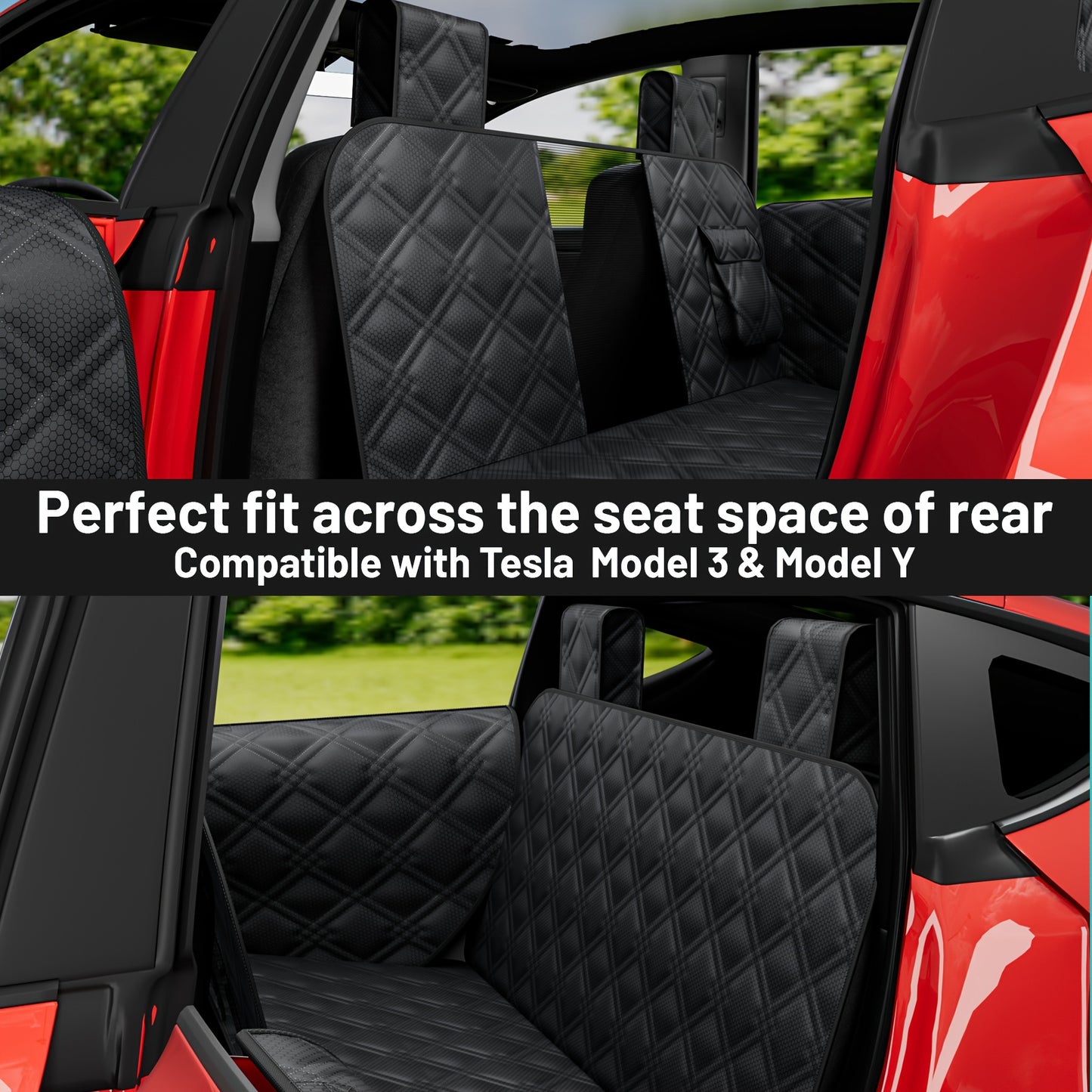 DIAMOOKY Dog Car Seat Cover for Tesla Model Y/3, Dog Hammock Car Seat Extender For Suv with Headrest Door Protector