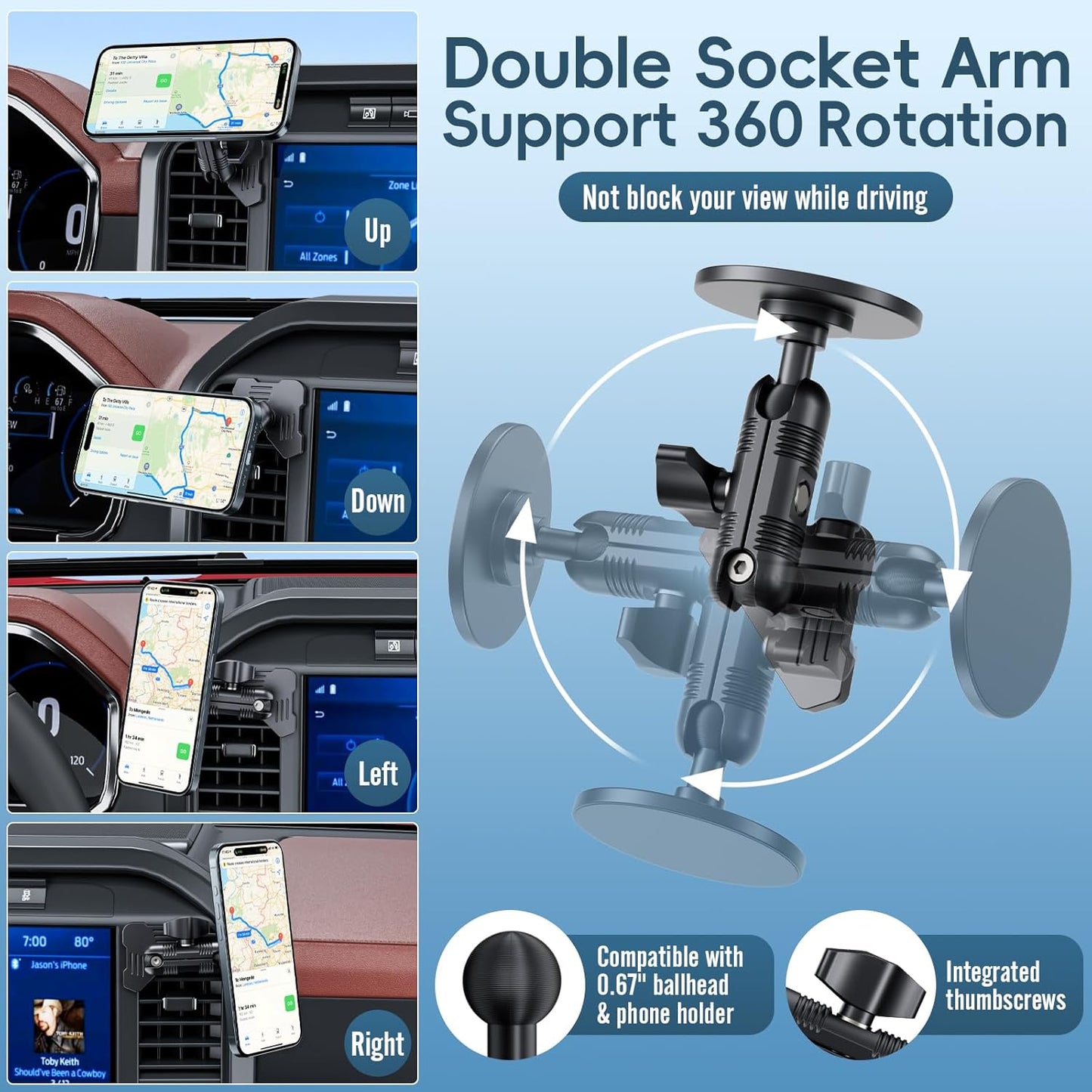DIAMOOKY Magnetic Phone Mount for Ford F150 (2021-2026), F-150 Lightning & Super Duty (2023-2026) | Car Air Vent Metal Cell Phone Holder Bracket, Compatible with iPhone, Samsung & All Smartphones