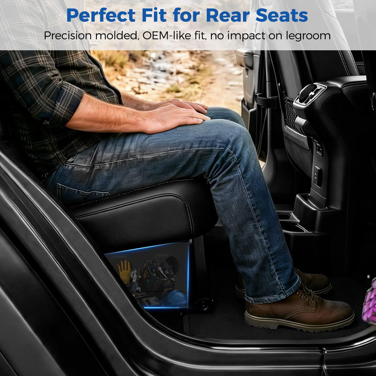 DIAMOOKY Rear Under Seat Storage Box for Jeep Wrangler JL JLU 4-Door (2018-2026) Accessories | Under Back Seat Organizer Tray Tool Case ( NOT for 2-Door, 4xe & Gladiator JT)